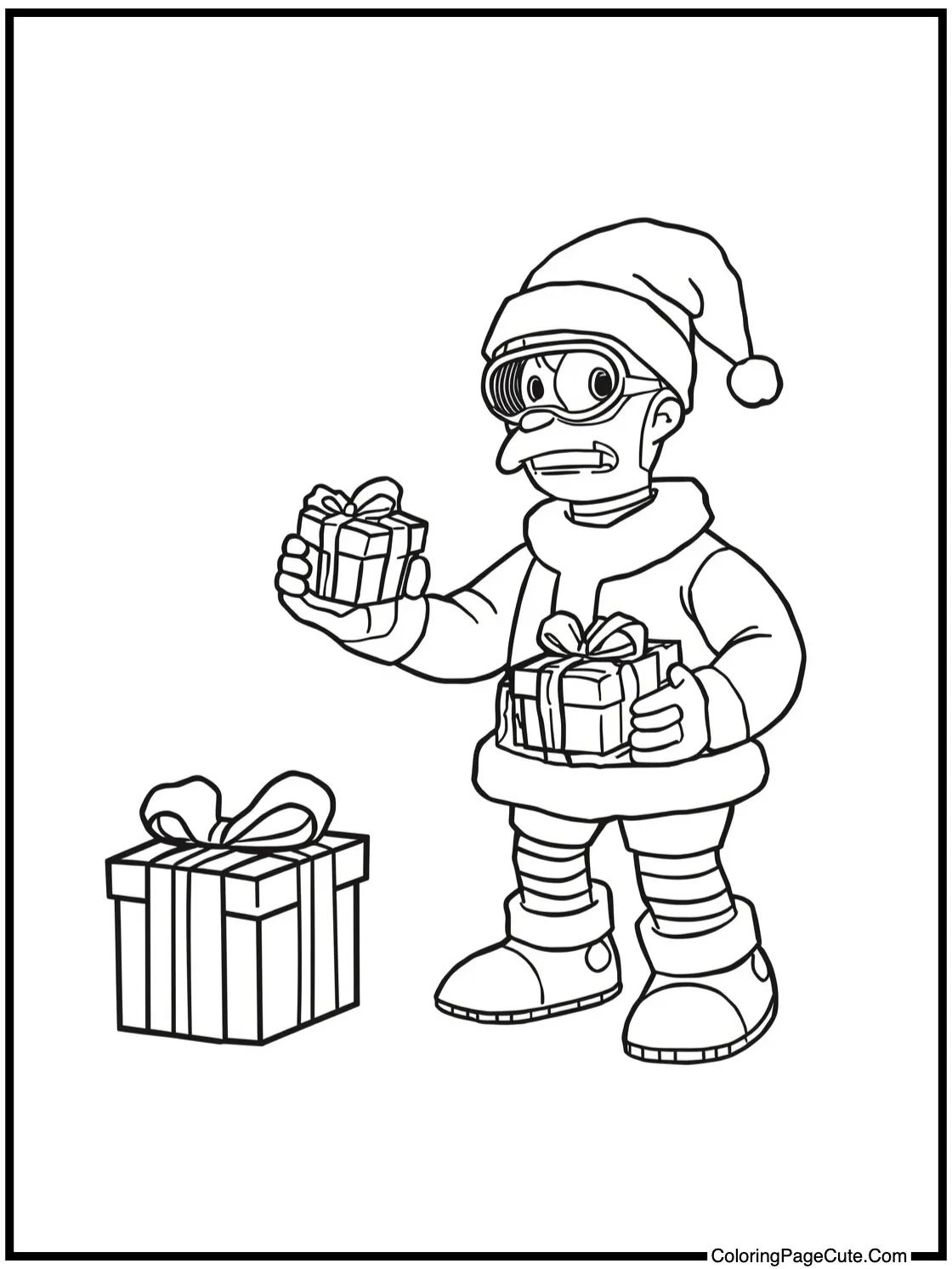 Robot Santa giving presents