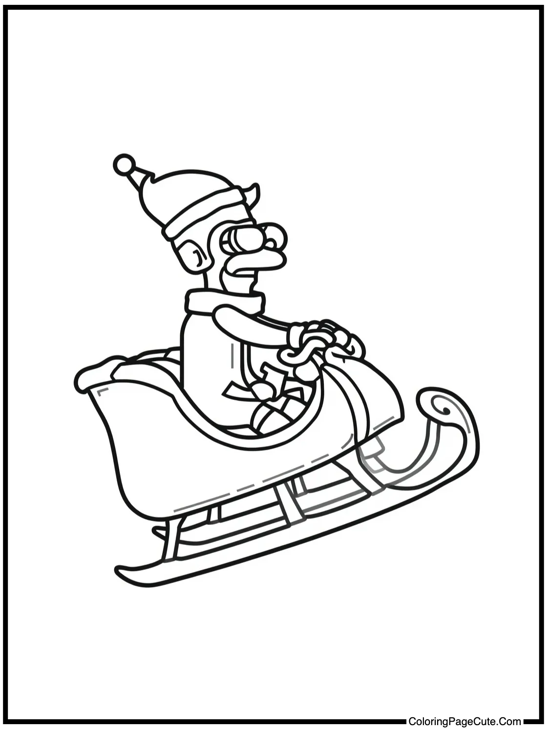 Robot Santa on sleigh