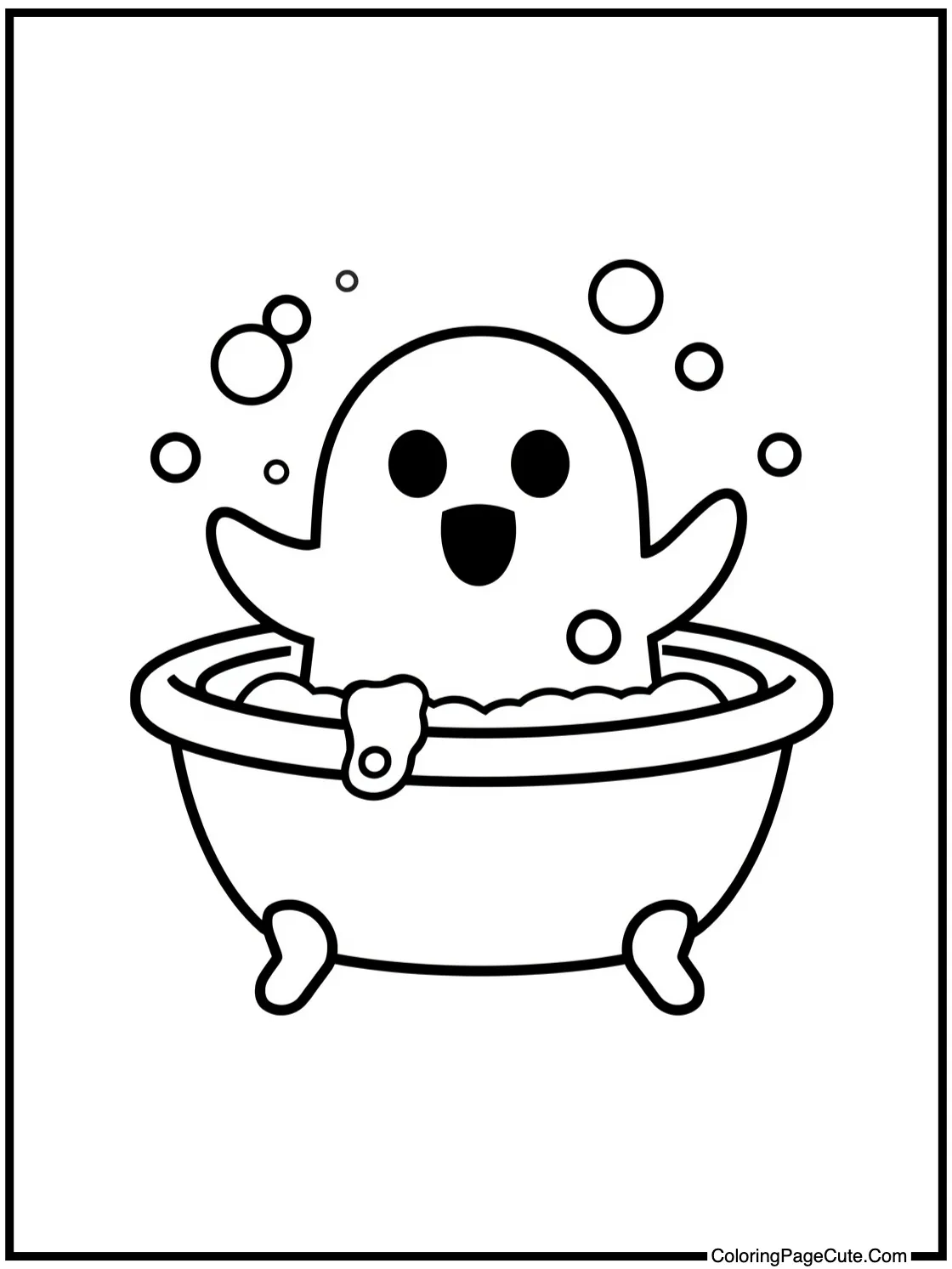 enjoying a bubble bath.