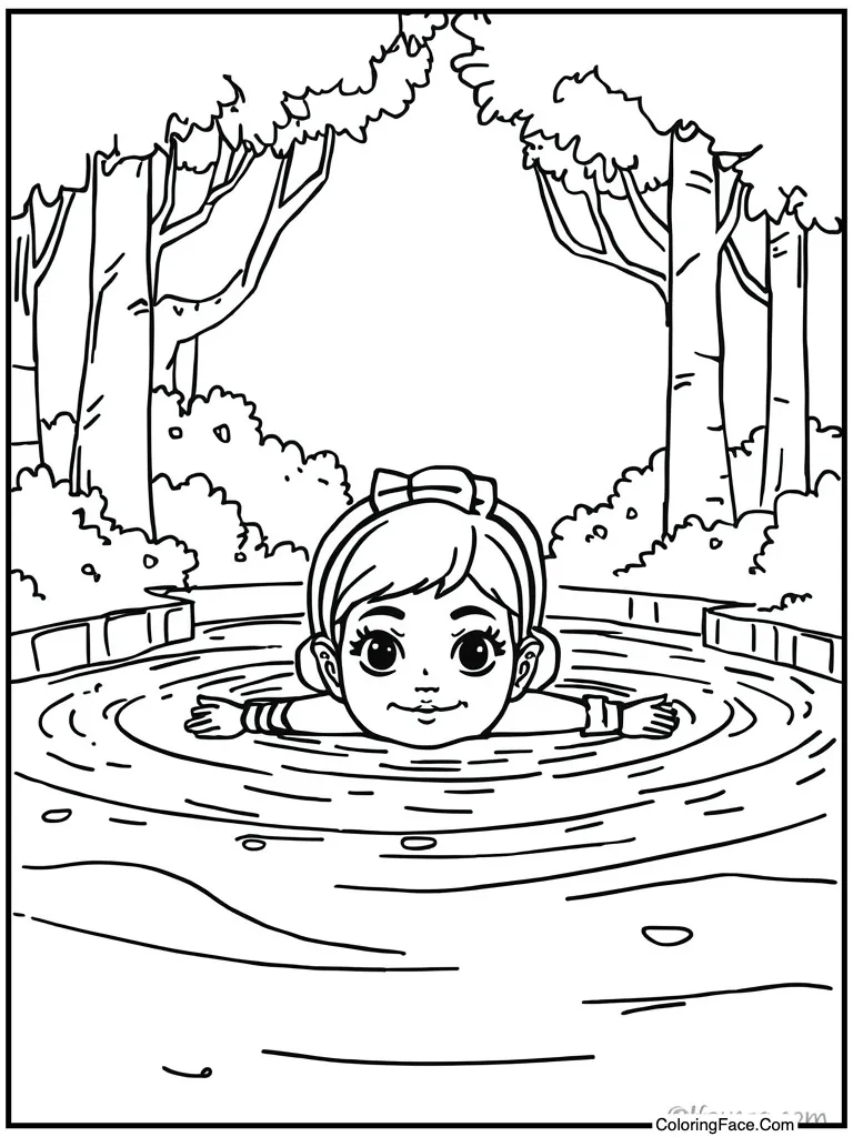 Swimming in blue pool