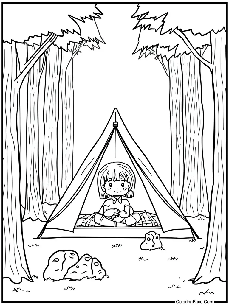 Camping in a tent