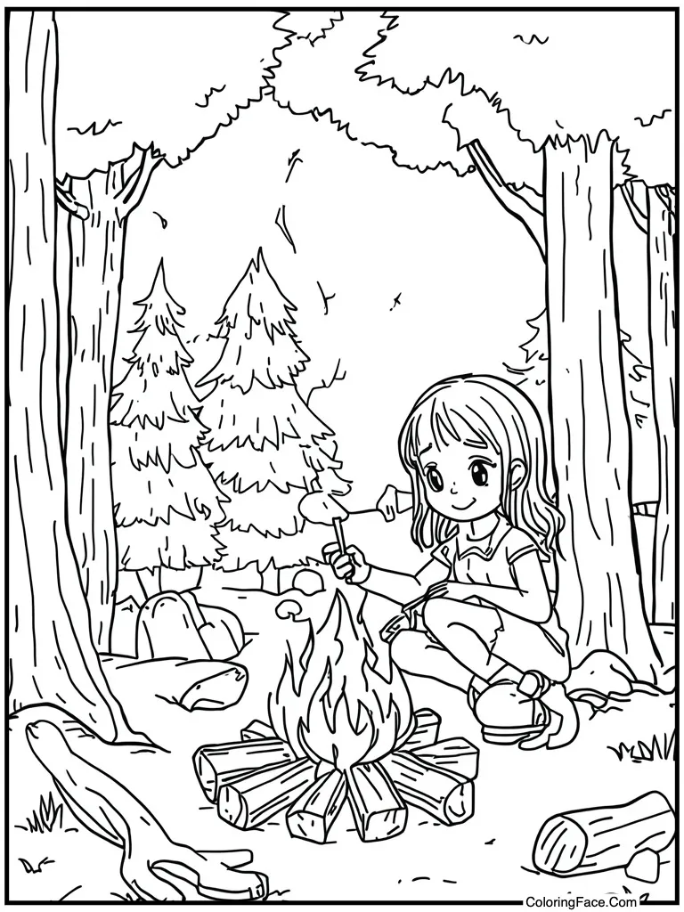 Roasting marshmallows on fire