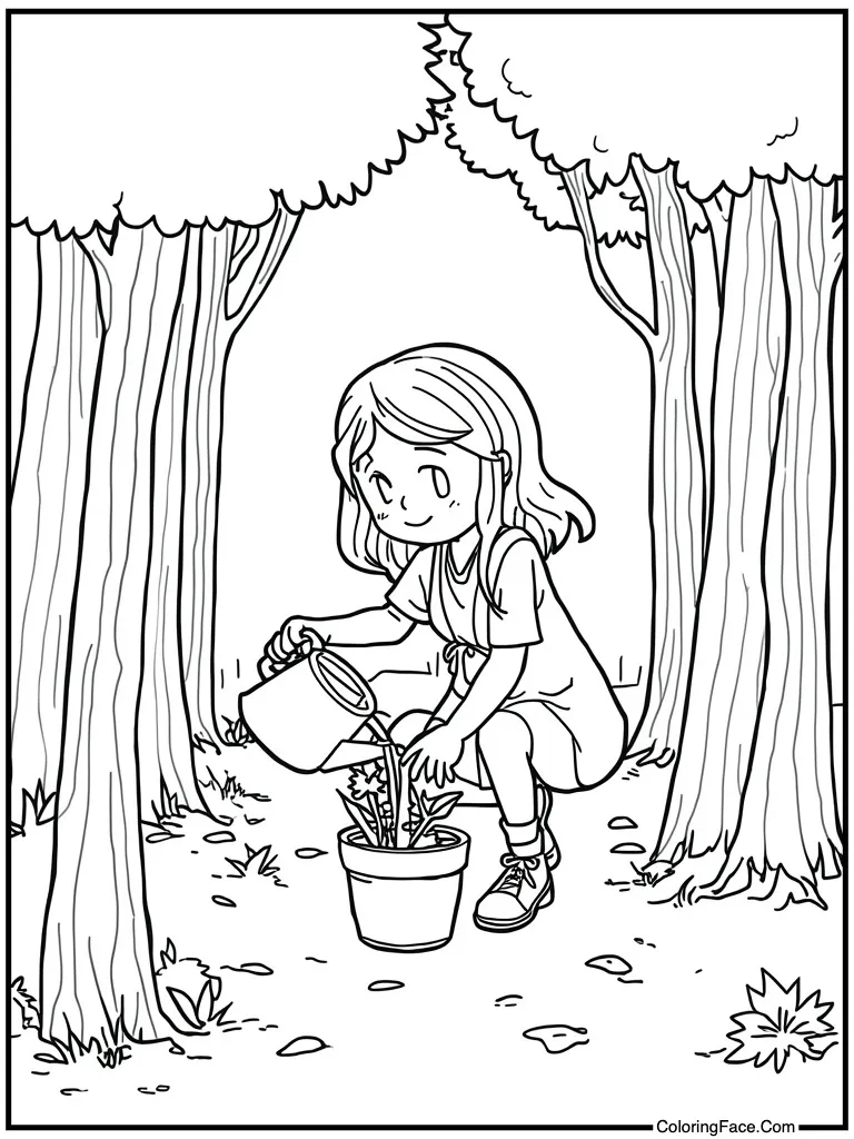 Watering thirsty flower pot