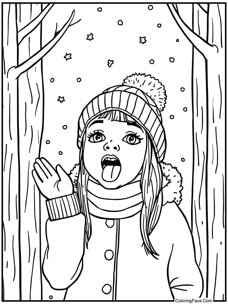 Catching snowflakes on tongue