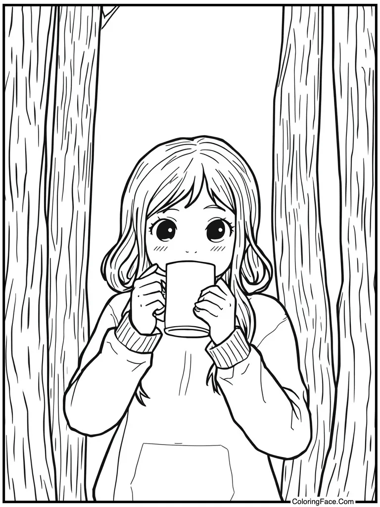 Drinking hot cocoa mug