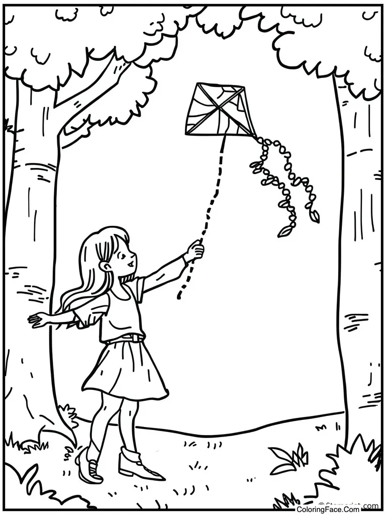 Flying a colorful kite