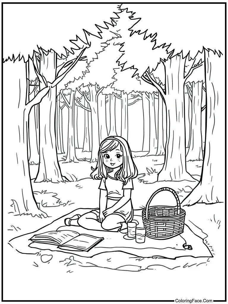 Picnic basket on blanket