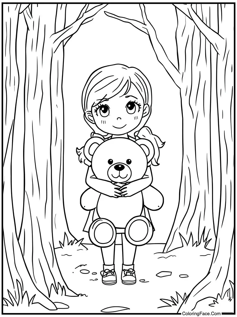 Holding a teddy bear