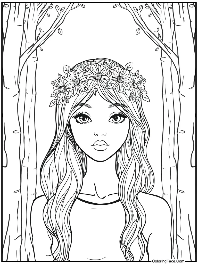 Flower crown on head