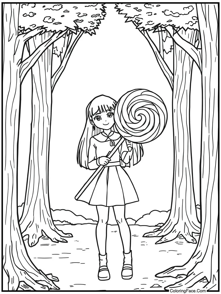 Holding a giant lollipop