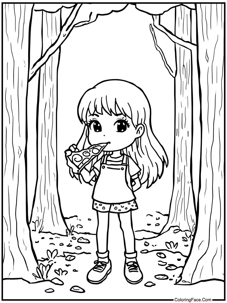 Eating a slice pizza