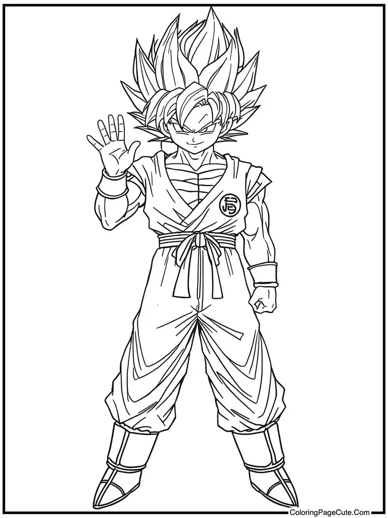 Saiyan warrior waving hello