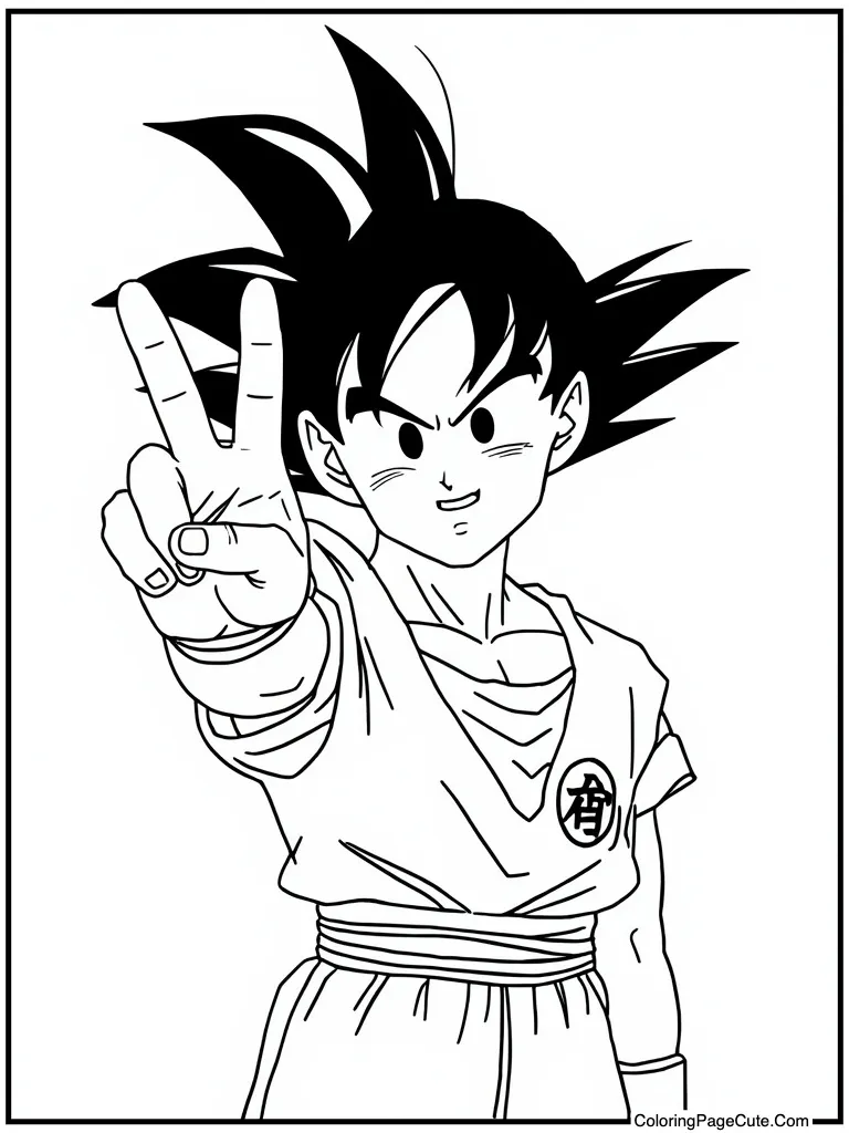 Figure giving peace sign