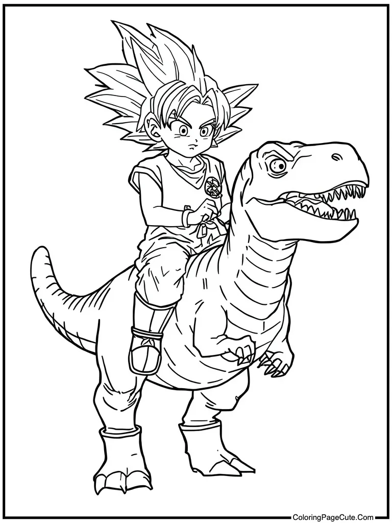 Young boy riding dinosaur