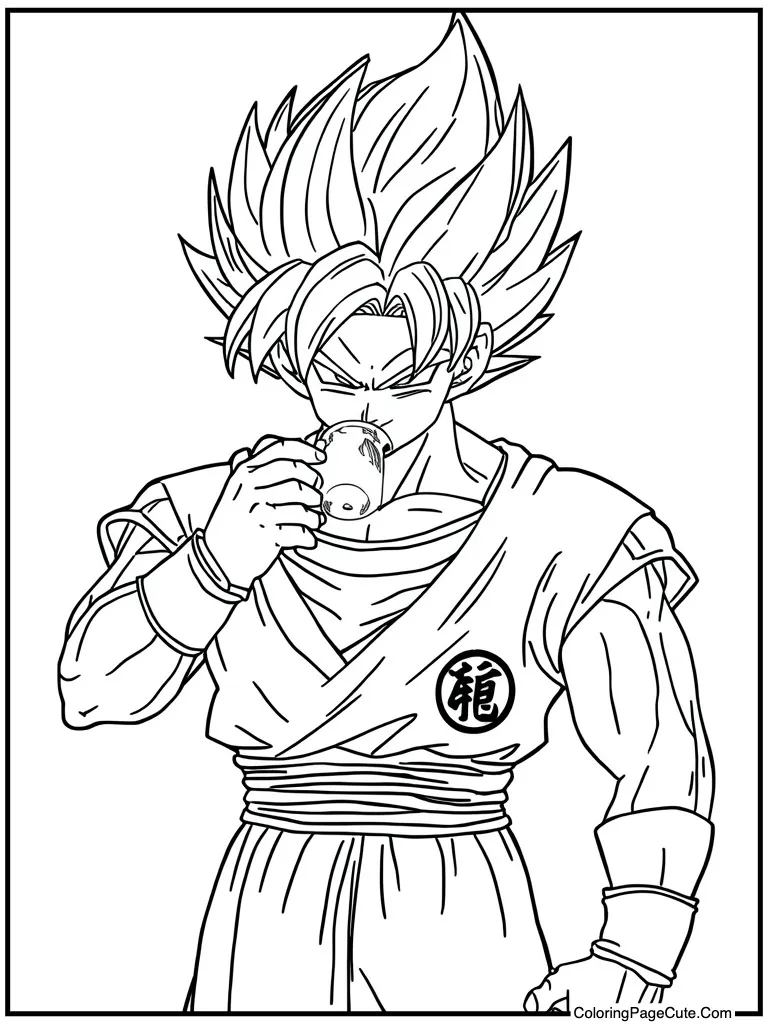 Saiyan warrior drinking tea