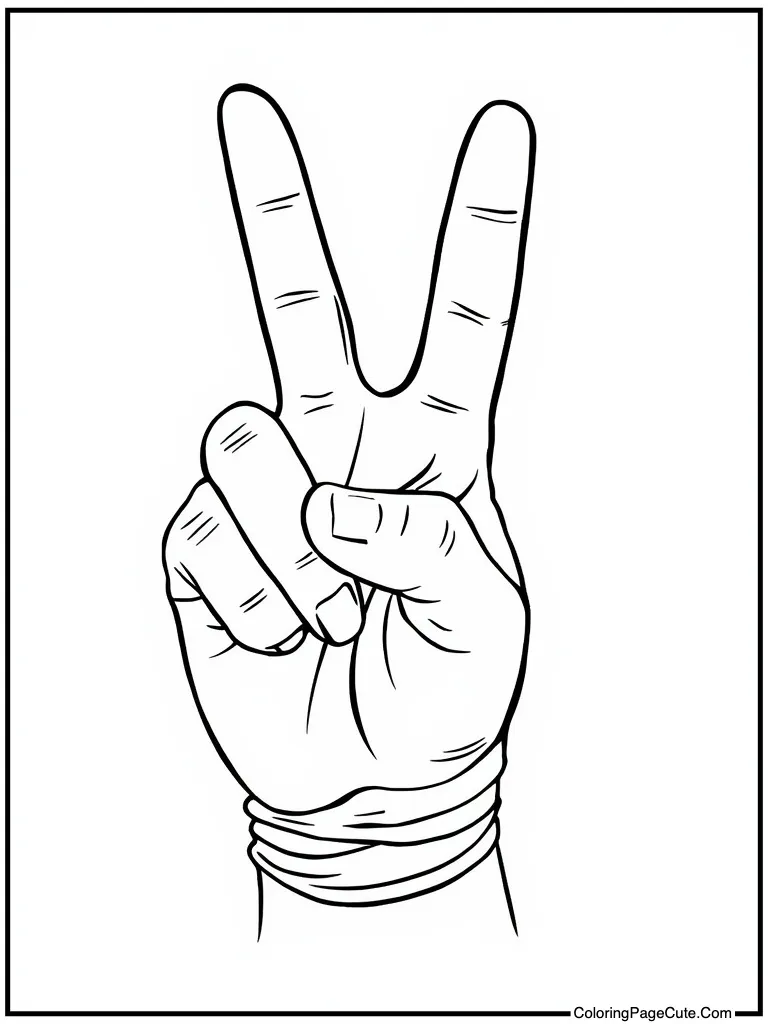Figure making peace sign