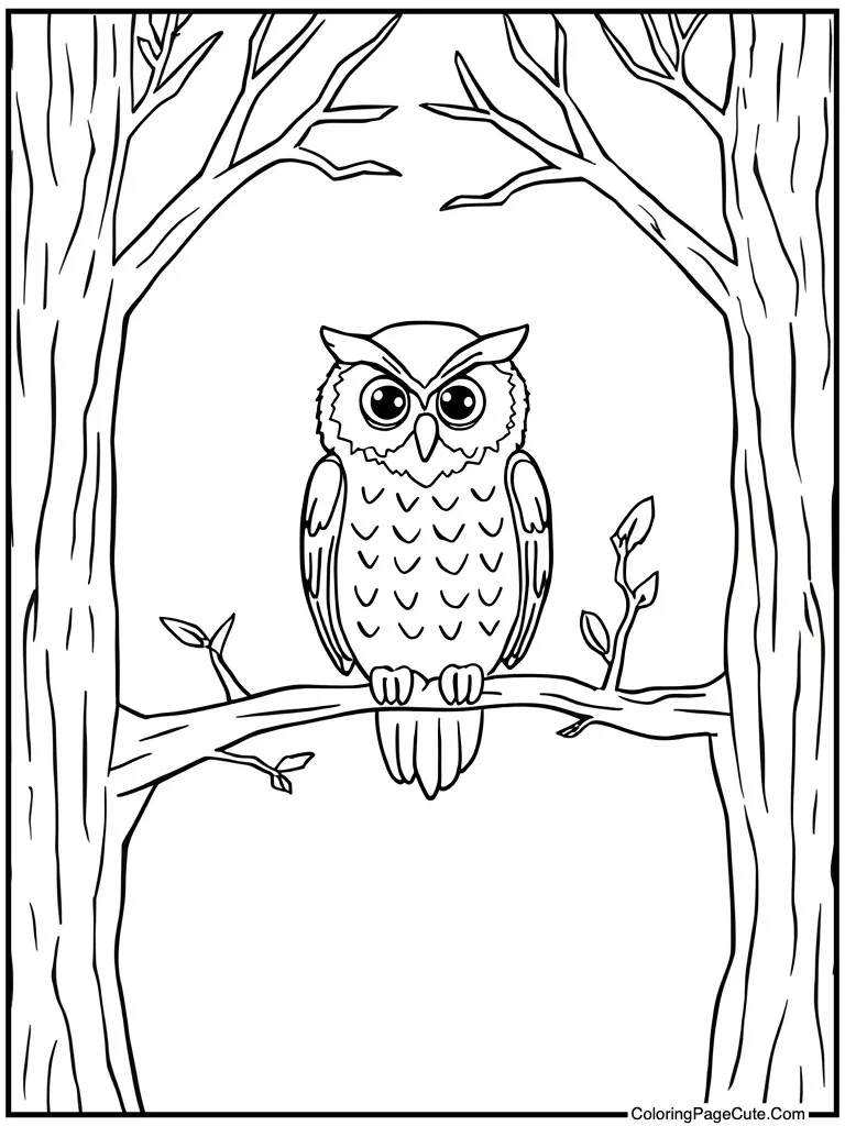 Owl sitting on branch