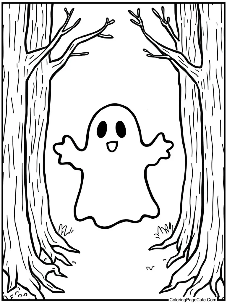 Friendly ghost saying boo