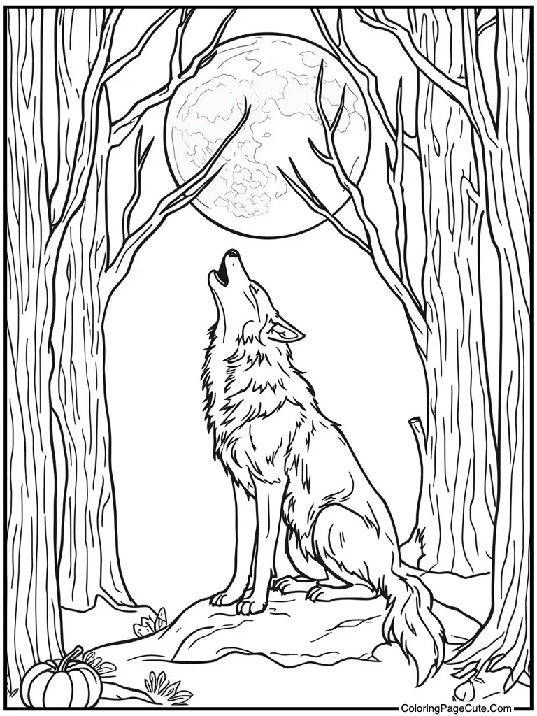 Wolf howling at moon