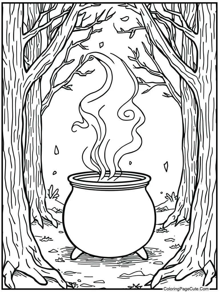 Cauldron with magic smoke