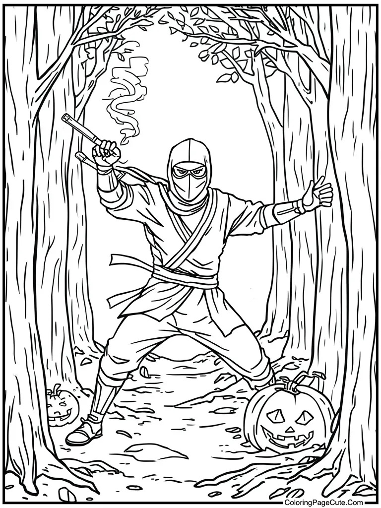 Ninja throwing smoke bomb