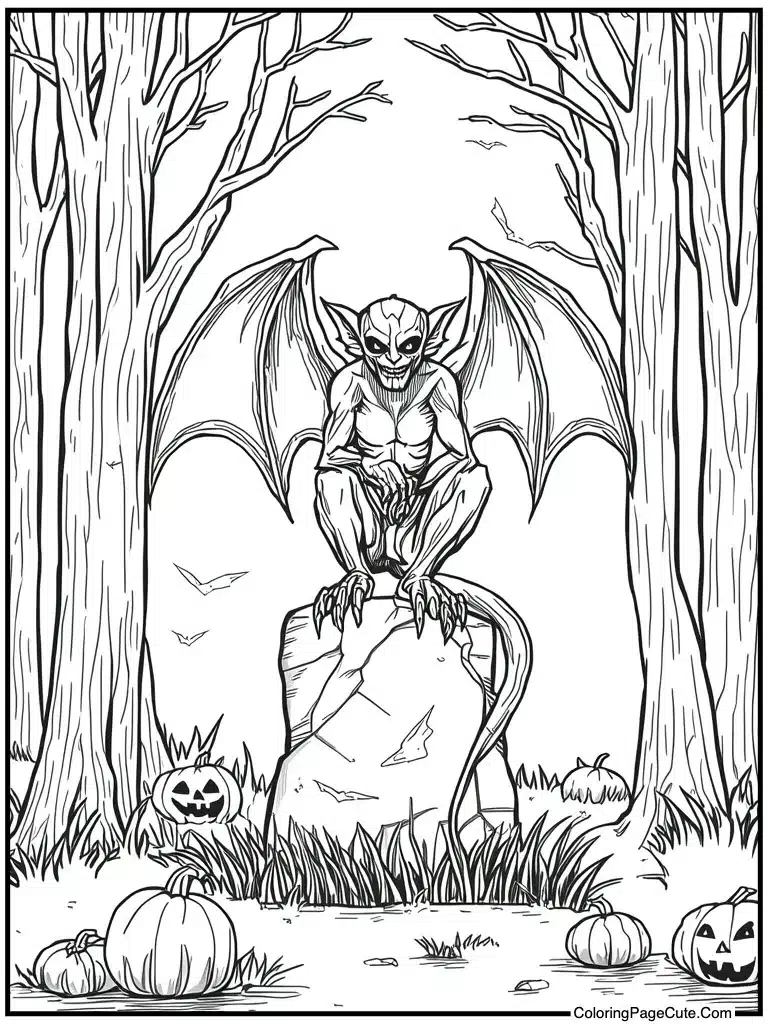 Gargoyle sitting on stone