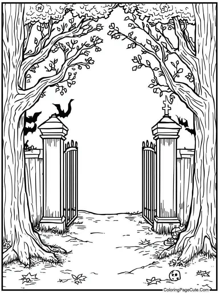 Graveyard gate opening wide