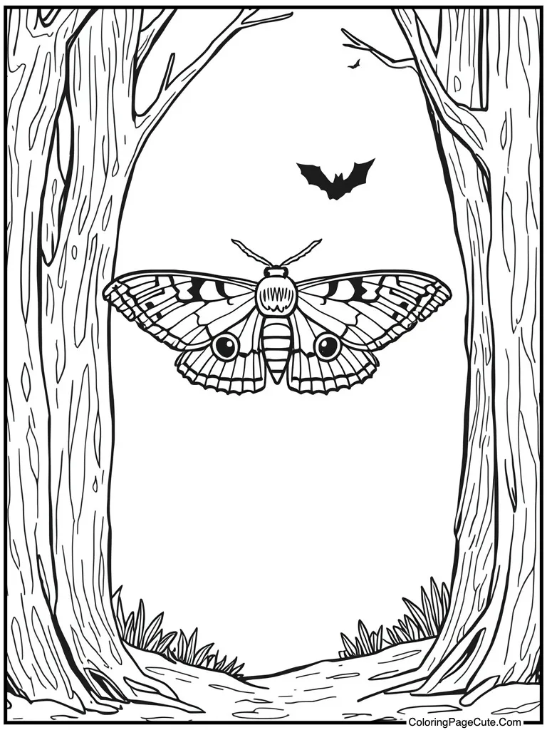 Moth flying near light