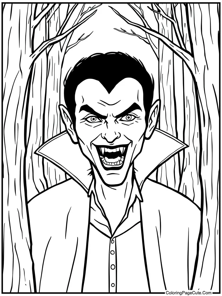 Vampire smiling with fangs