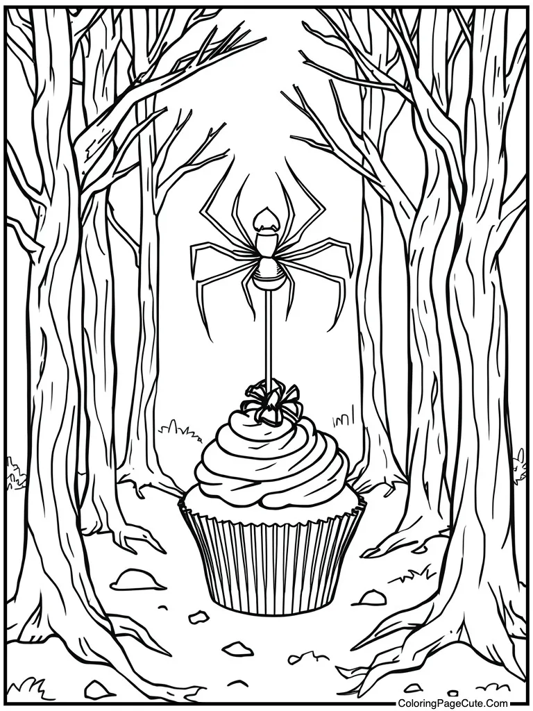 Cupcake with spider topper