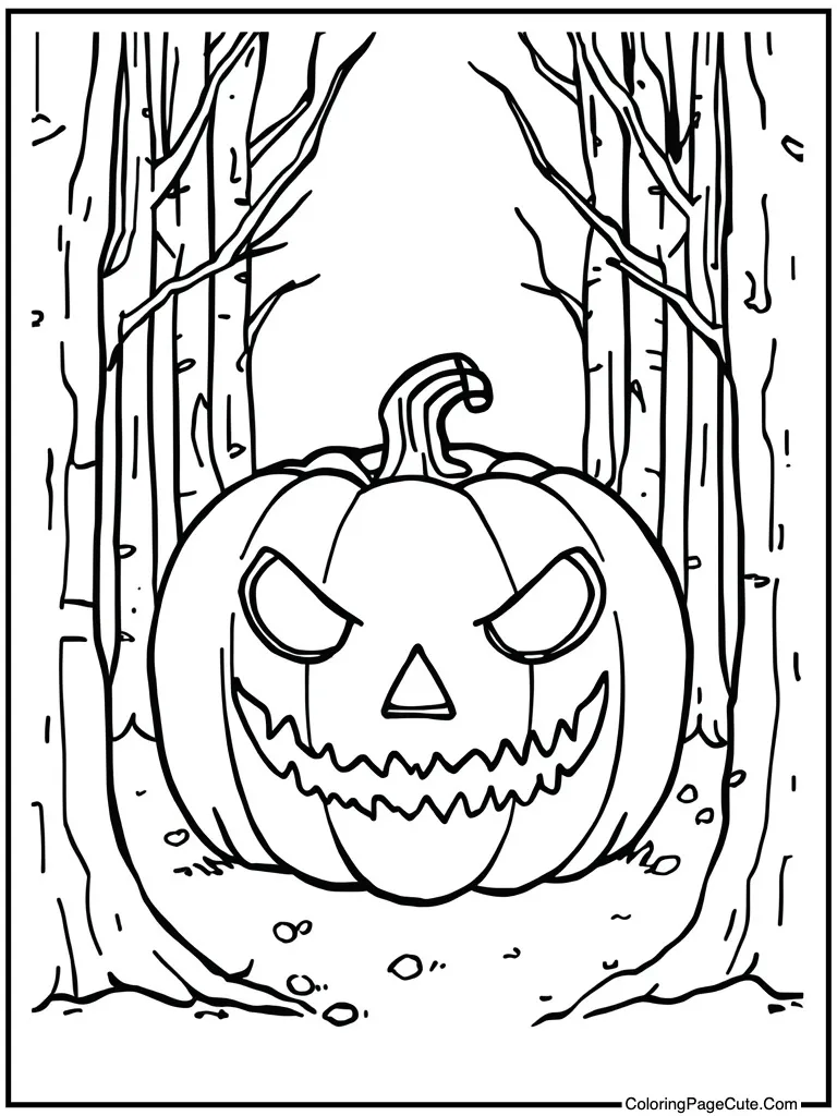 Scary face carved pumpkin