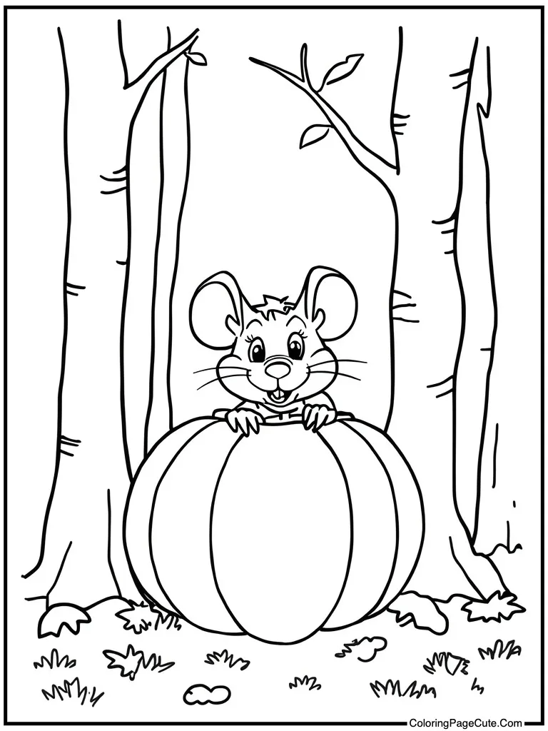 Mouse peeking from gourd
