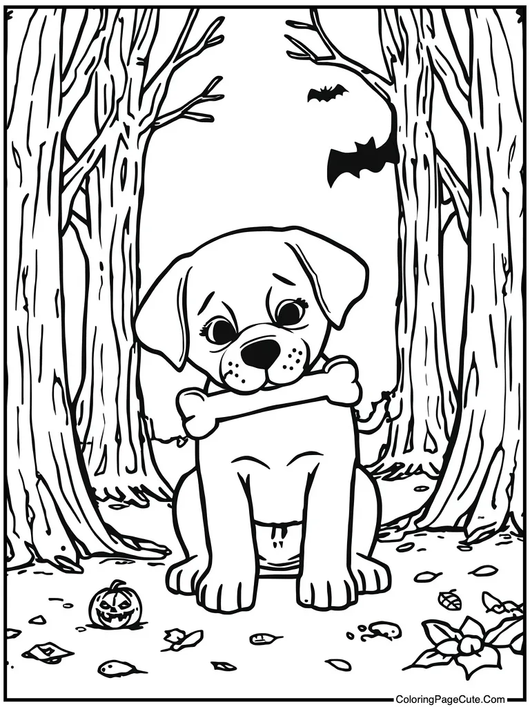 Puppy chewing a bone