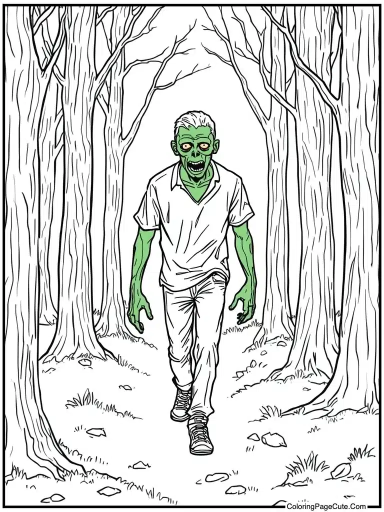 Green zombie walking slow