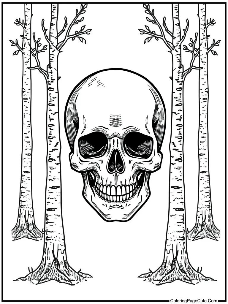 Detailed skull doodle art