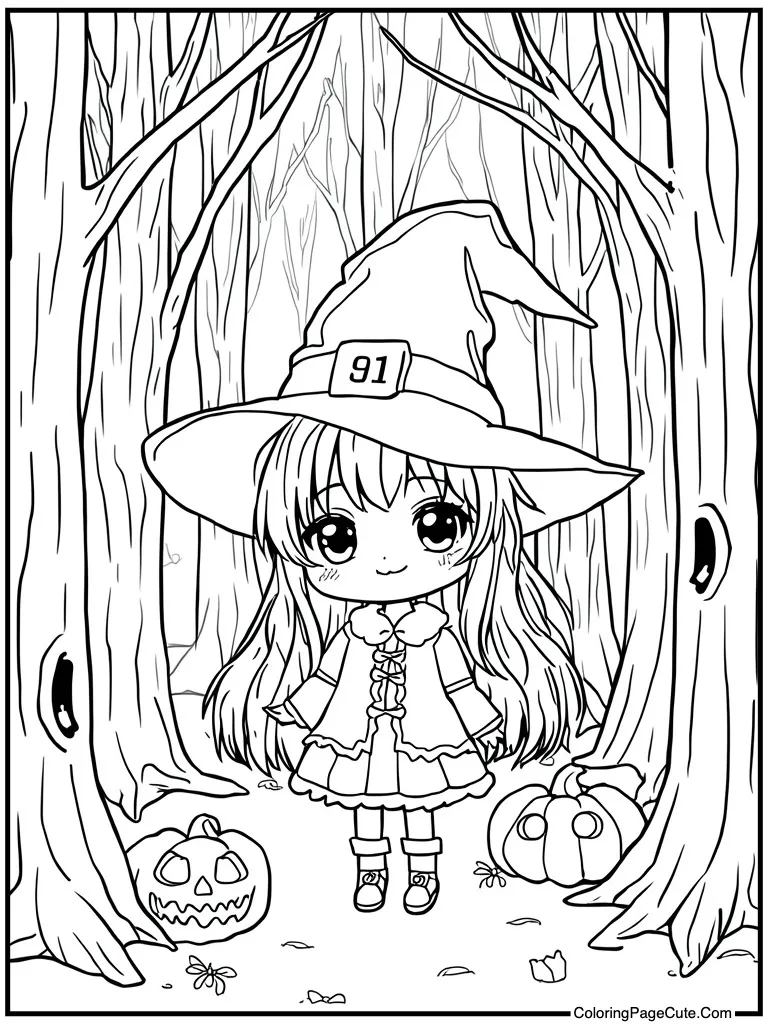 Chibi witch cute girl