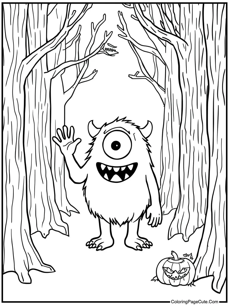 Friendly monster waving hello