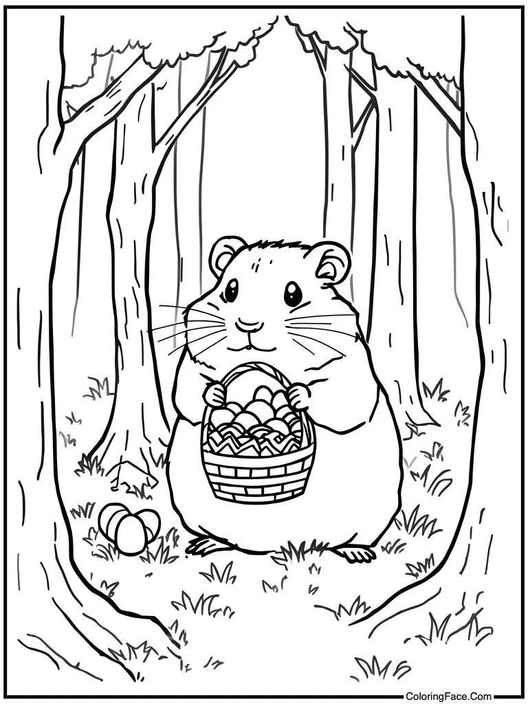 With Easter egg basket