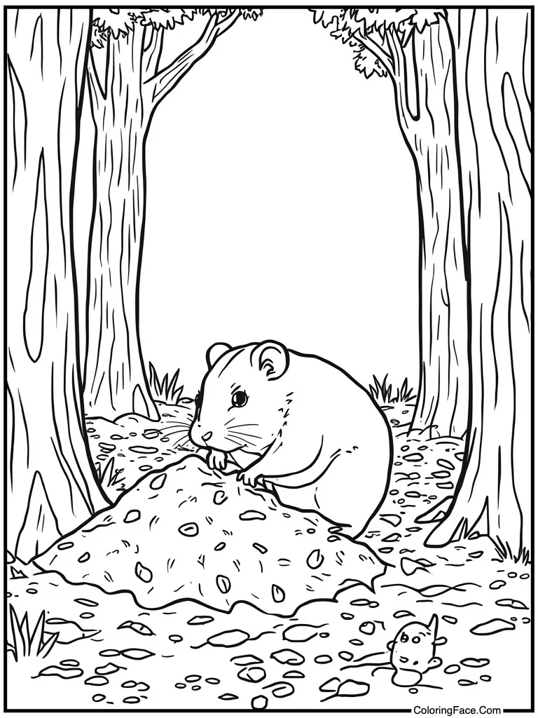 Digging in wood shavings