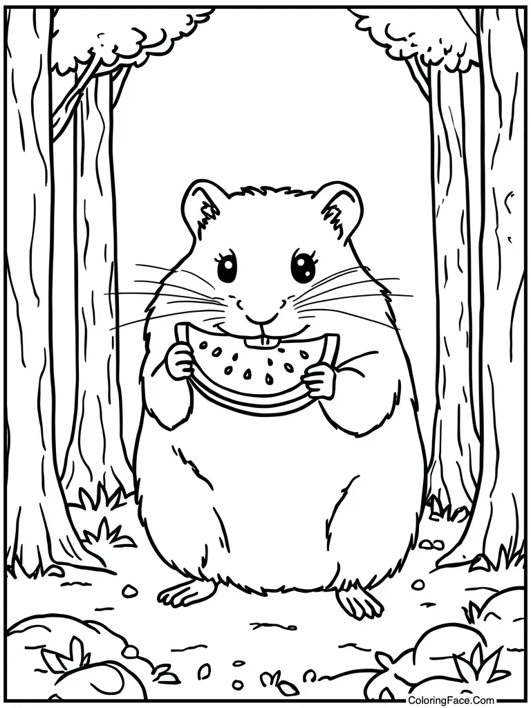 Eating cool watermelon slice