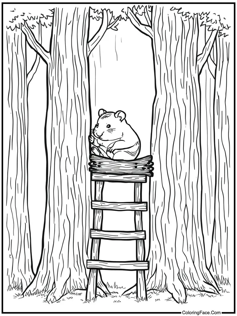 Climbing wooden ladder structure