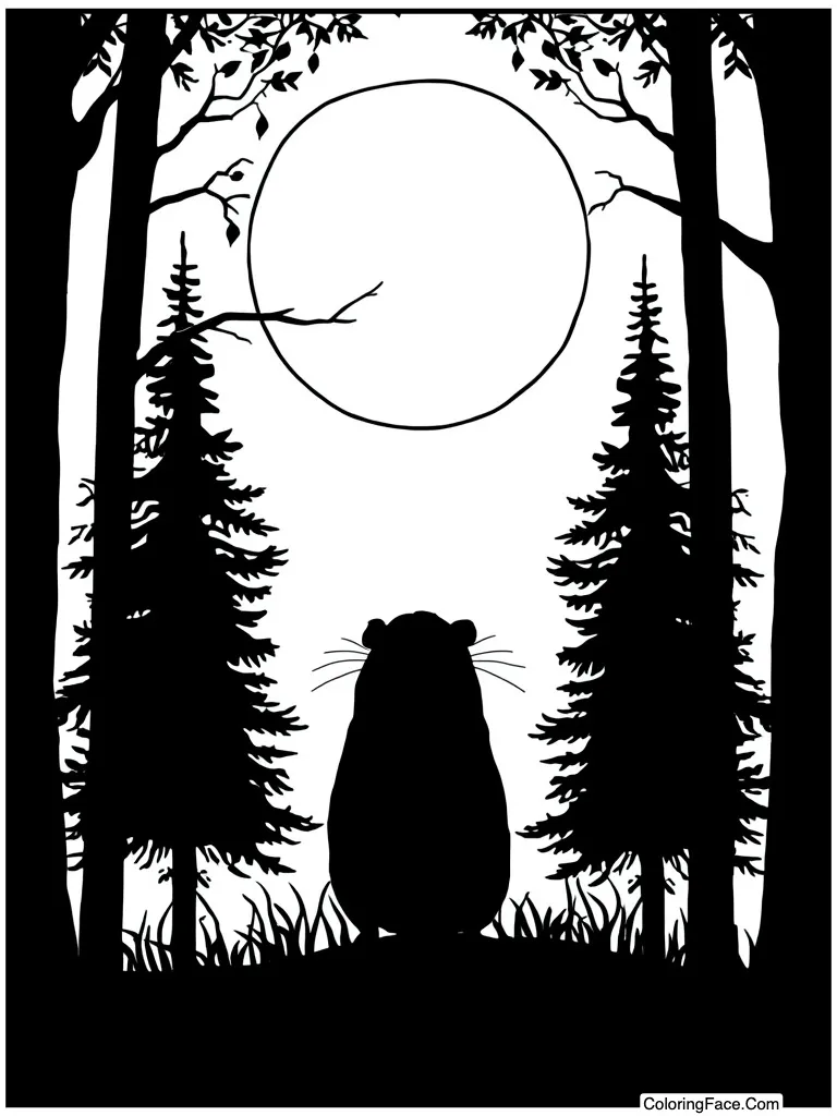 Silhouette against the moon