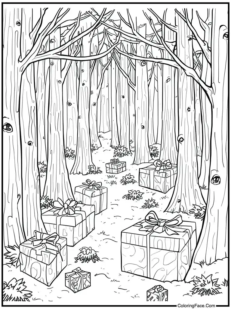 Opening wrapped blue gifts