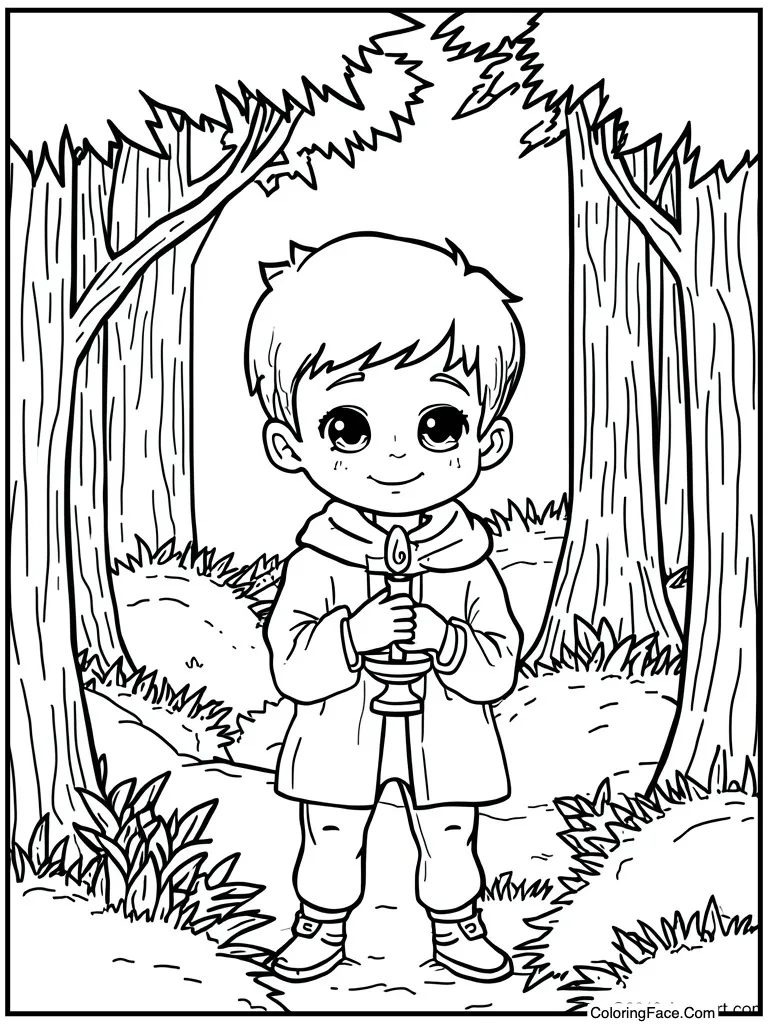 Cute boy holding candle