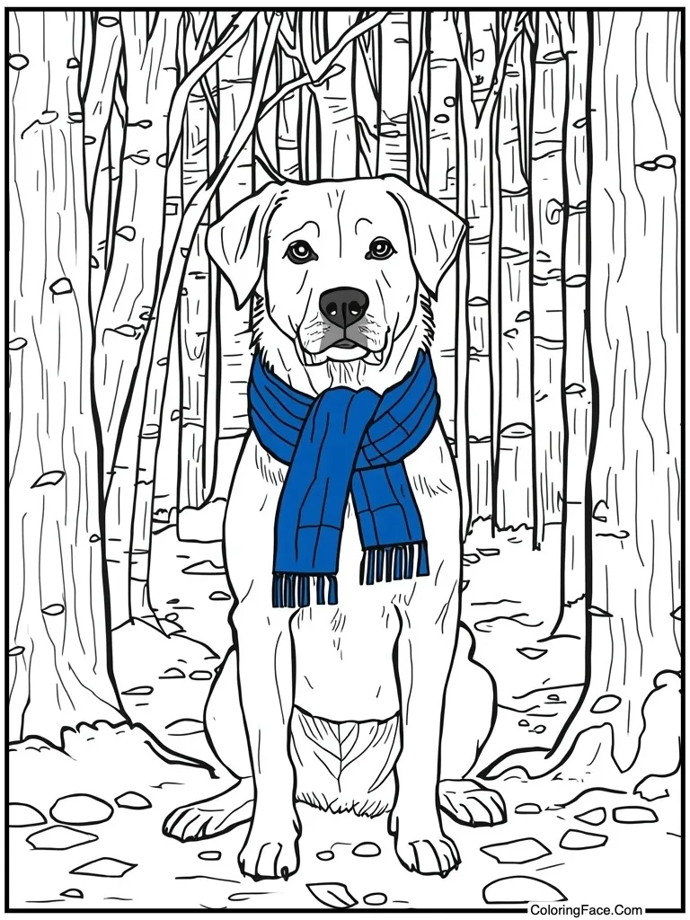 Dog with blue scarf