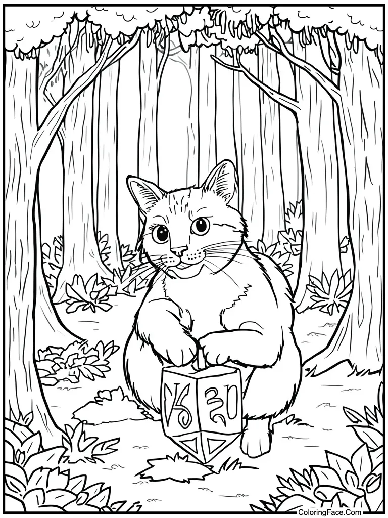 Cat playing with dreidel