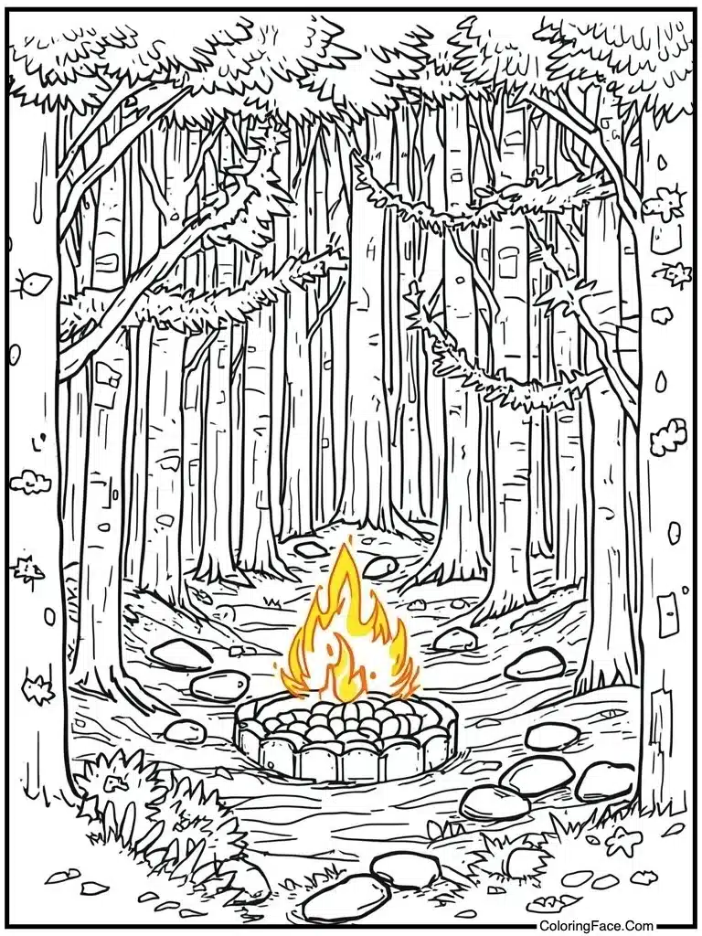 Flames glowing warm yellow