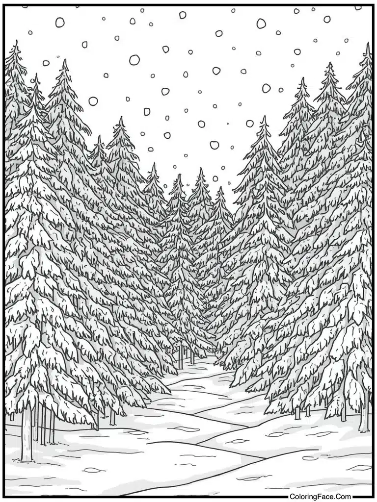 Winter snowy night scene