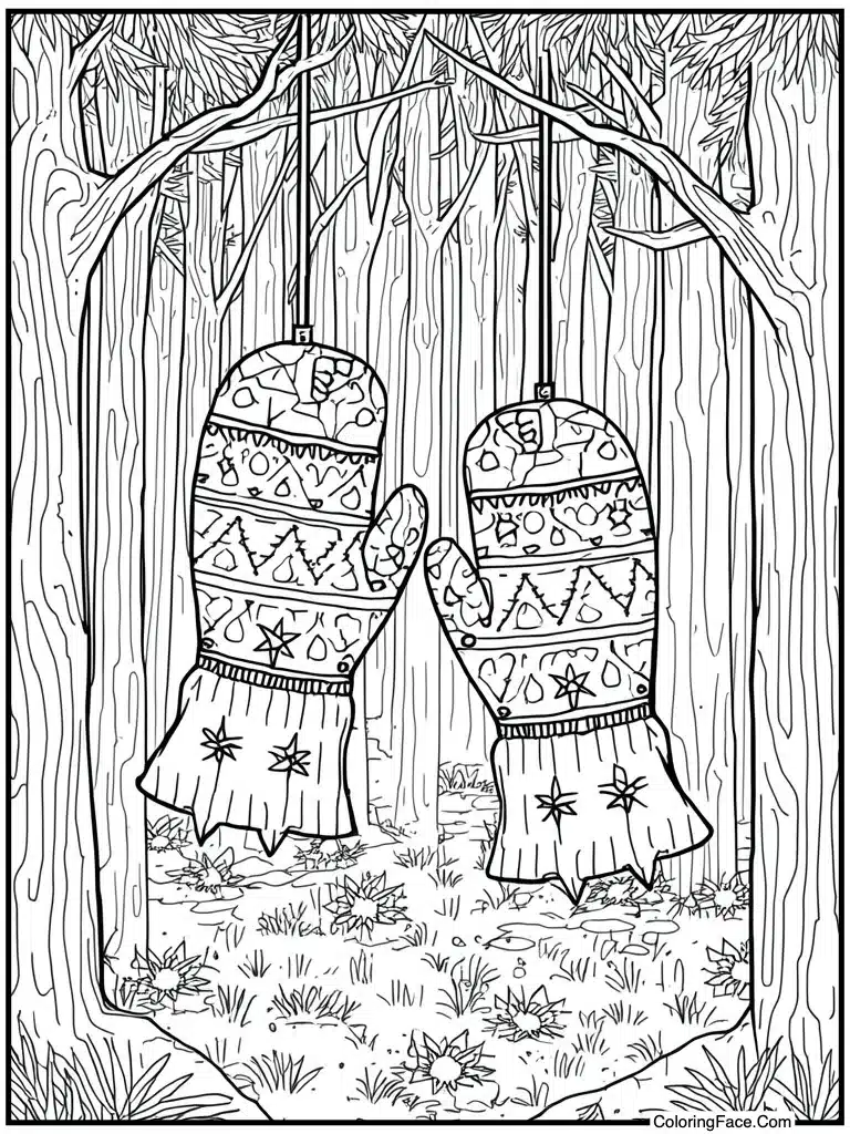 Mittens with star pattern