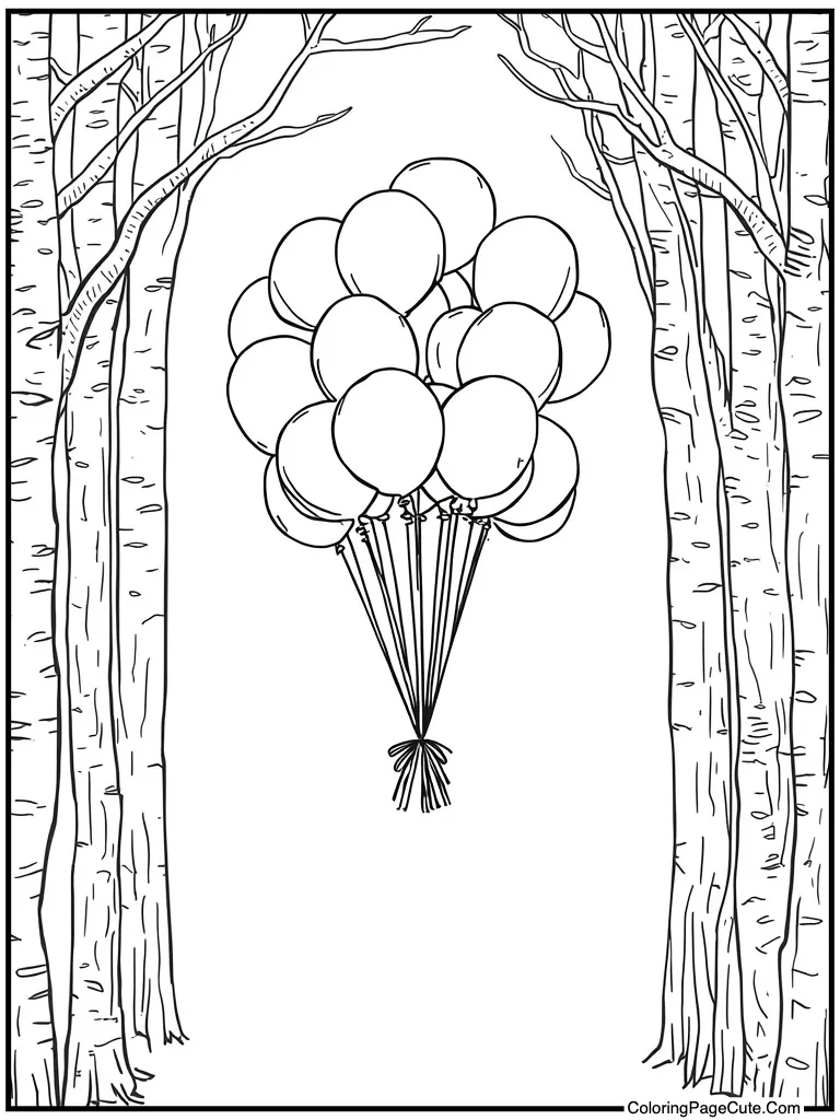 Floating helium balloon bunch